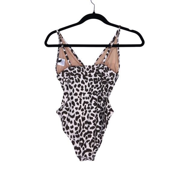 J. CREW Plunge V-Neck One-Piece Swimsuit Leopard Print Lined Summer Women's 4 - Picture 3 of 12
